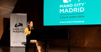 La pianista María Parra durante la presentación de la 3.ª edición de Piano City Madrid