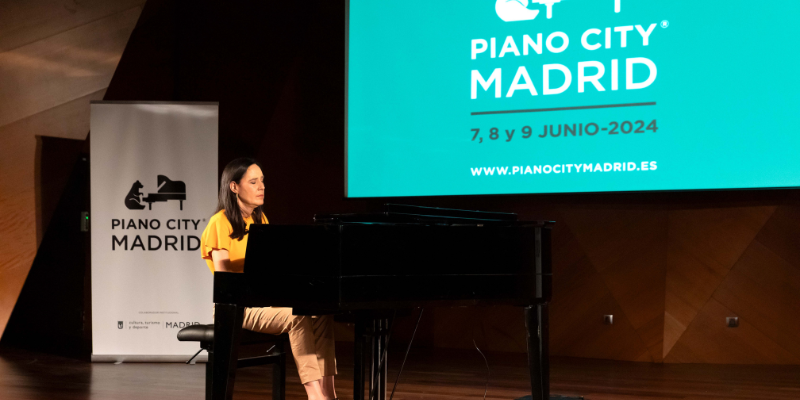 La pianista María Parra durante la presentación de la 3.ª edición de Piano City Madrid